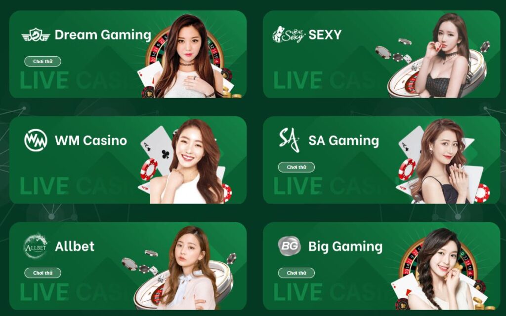 các sảnh game Live casino bongvip